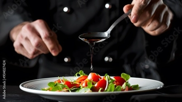Fototapeta chef preparing salad