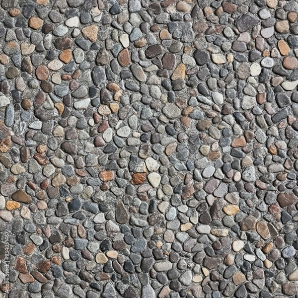 Obraz A close-up view of a textured pebble stone surface with varied colors and irregular shapes.