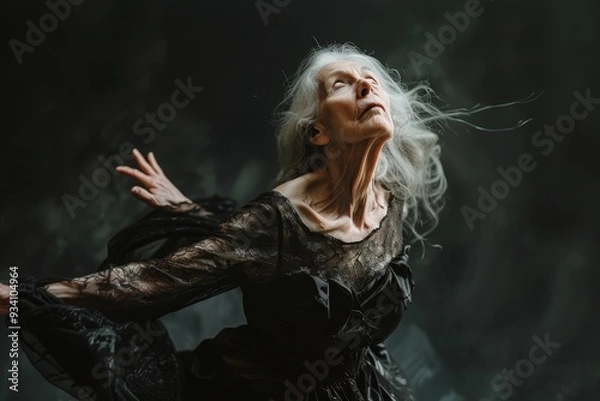 Obraz An ageing dancer with arthritis, portraying elegant movements that tell story of grace in the face of adversity