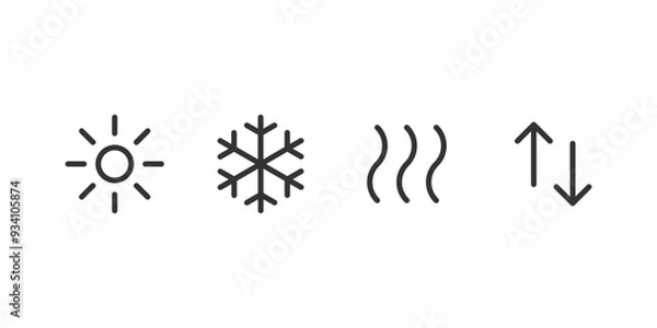 Obraz 4 outlined isolated illustrations: heat, cool, steam and arrow exchange signs. Vector icons in flat style