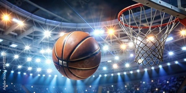 Fototapeta Basketball Soaring Towards the Net, Sports , Game , Competition , Arena