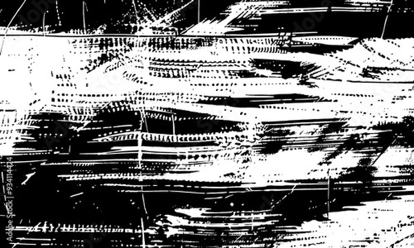 Obraz Abstract Black and White Grunge Texture with Streaks, Scratches, and Wear Marks