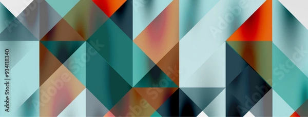 Fototapeta Tech minimal overlapping triangle shapes elements geometric graphic pattern