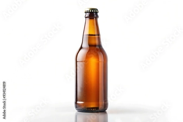 Obraz Generic beer bottle isolated on a white background

