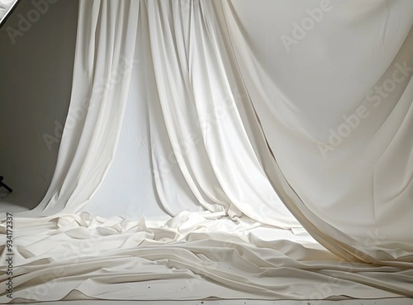 Fototapeta White Fabric Draped Over A Surface