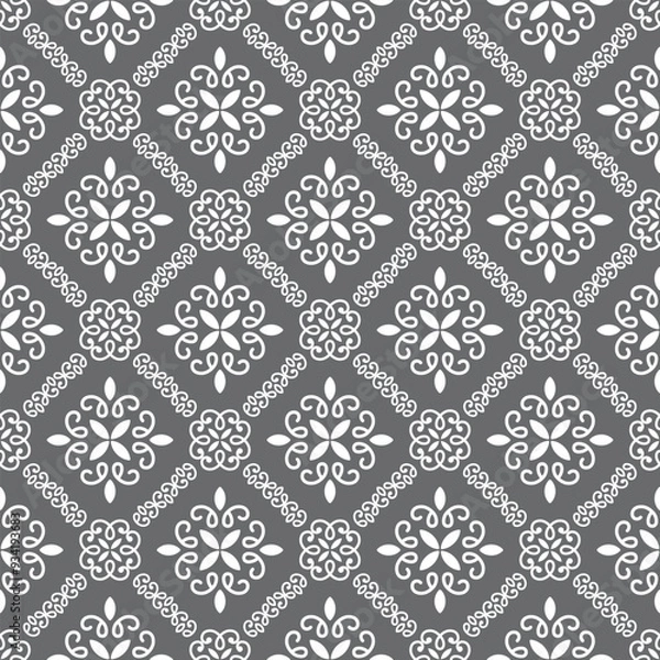 Fototapeta Black and white ornament decorative background, vector seamless pattern