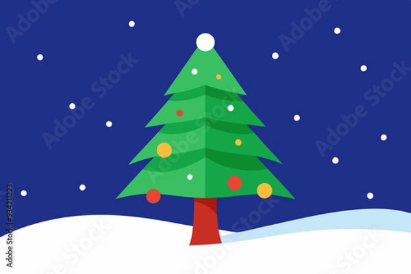 Fototapeta Christmass Tree and Background Minimalistic Design