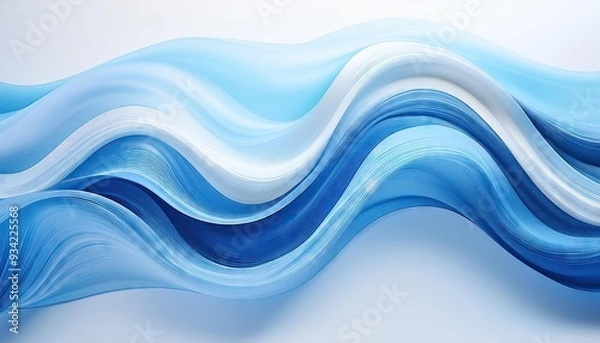 Fototapeta Abstract blue and white dynamic waves
