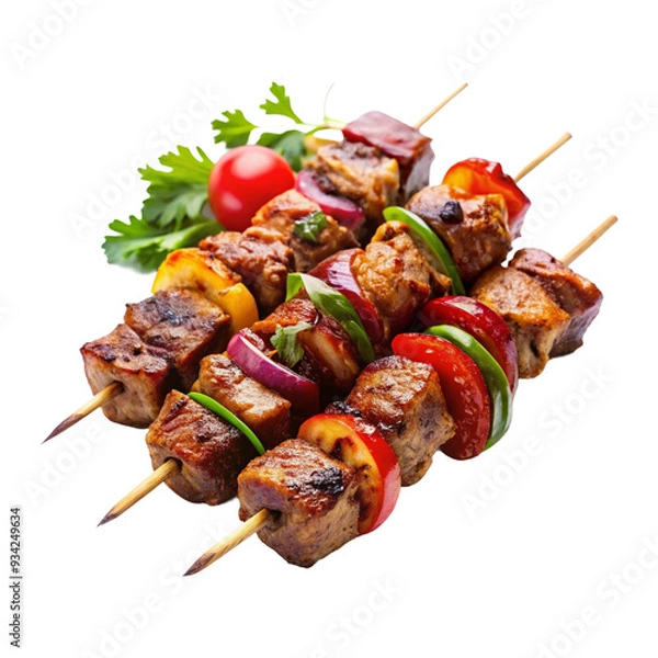 Fototapeta shish kebab on the grill