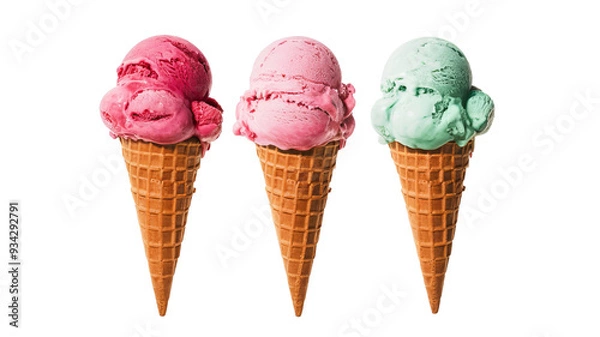Fototapeta Set of ice cream cones isolated on transparent background