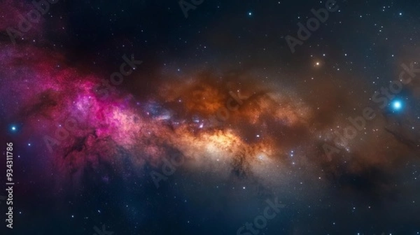 Fototapeta Cosmic dust drifting through the Orion Arm of the Milky Way, galactic background, deep space imagery