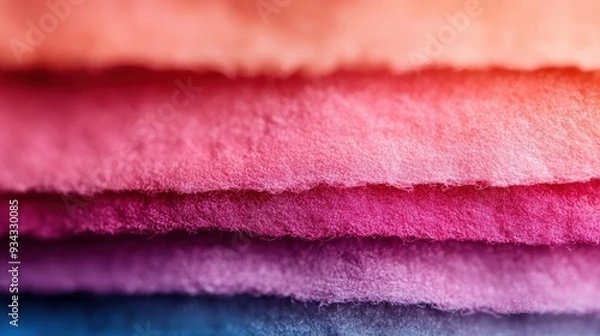 Obraz This image showcases a stack of colorful fabric felt sheets in various vibrant hues, neatly arranged and highlighting the textures and rich colors, perfect for crafting and artistic projects.