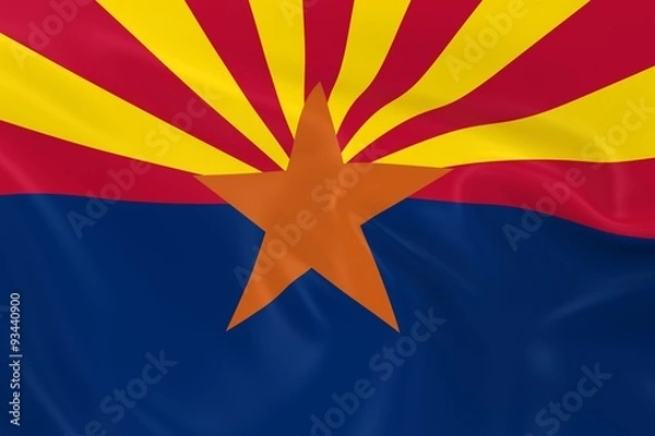 Fototapeta Waving State Flag of Arizona - 3D Render of the Arizonian State Flag with Silky Texture