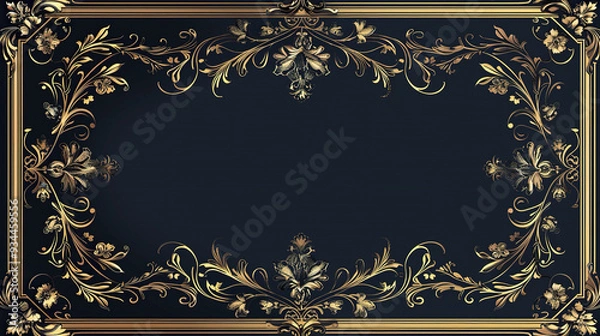 Fototapeta Golden Frame background with black color