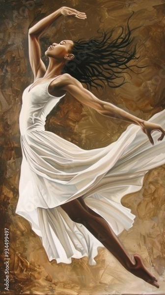 Fototapeta A Woman Dancing in a Flowing