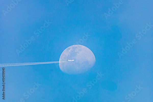 Obraz Airplane and moon