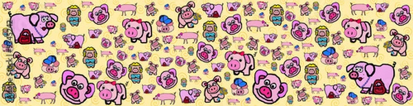 Fototapeta Oink! Oink! Piggy! Cartoon Border