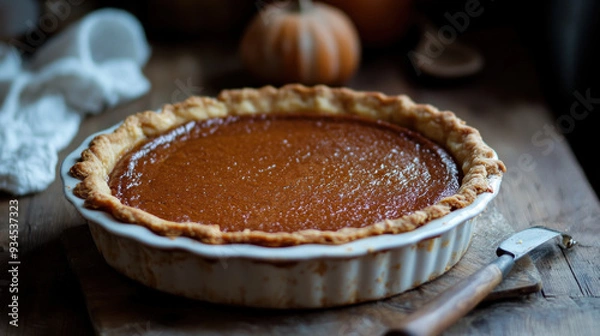 Fototapeta Autumnal pumpkin pie