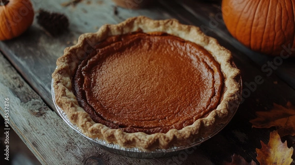 Fototapeta Autumnal pumpkin pie