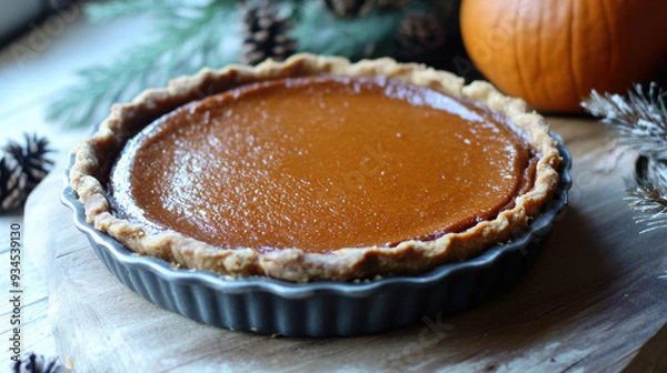 Fototapeta Autumnal pumpkin pie