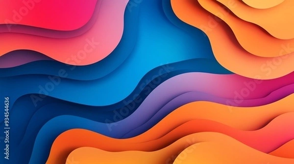 Fototapeta Abstract art with colorful wavy shapes.