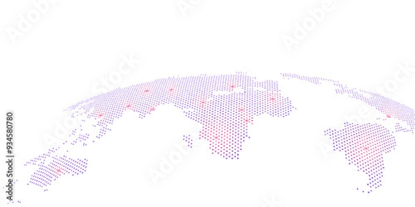 Fototapeta World map concept, artificial intelligence and internet big data, virtual technology