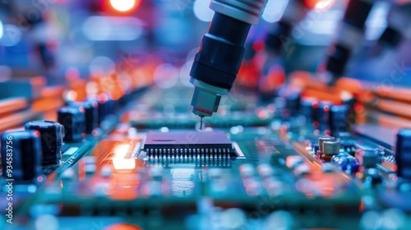 Fototapeta Automated Assembly Line for Electronics Manufacturing