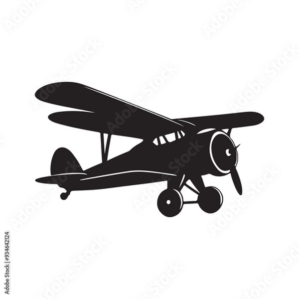 Fototapeta Aircraft silhouette vector with white Background
