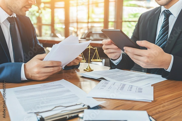 Obraz  법적 문서를 검토하는 비즈니스맨, AI 생성
