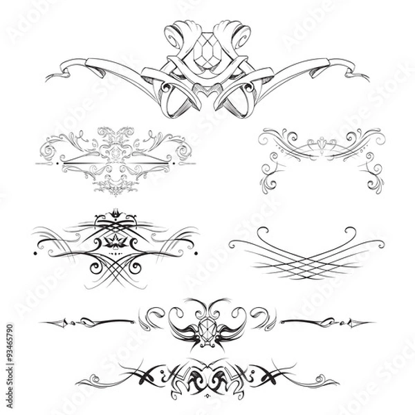 Obraz drawing hand vintage frame baroque elements for advertising in vintage style