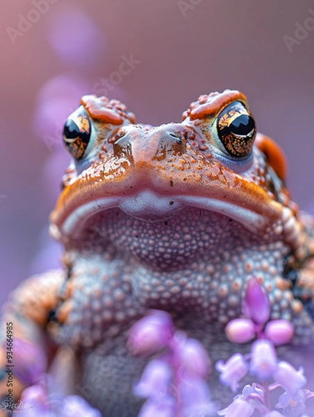 Fototapeta Macro photography playful toads on bluebells extreme
