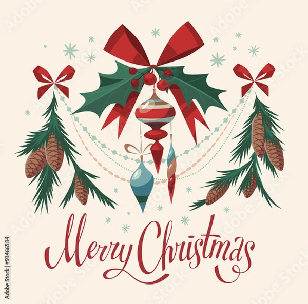 Obraz Christmas decorations isolated elements. Vector image.