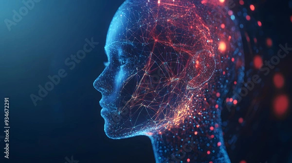 Fototapeta 3d rendered illustration of a head in blue