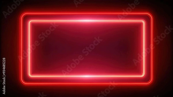 Fototapeta Neon frame with a red glowing effect , neon, frame, red, effect, abstract, background, vibrant, glow, illuminated, design