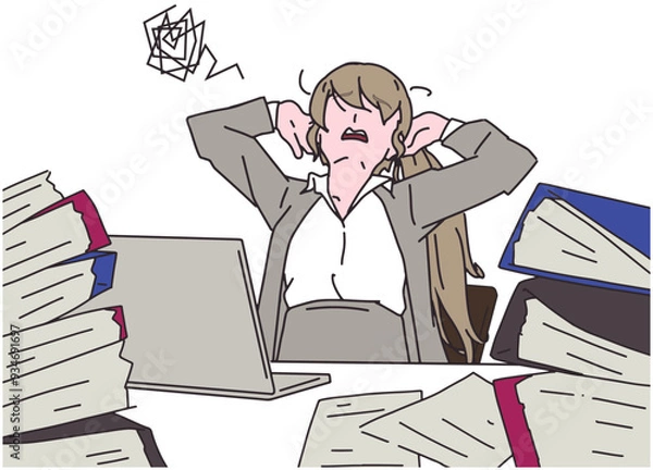 Fototapeta 仕事に追われるビジネスウーマン