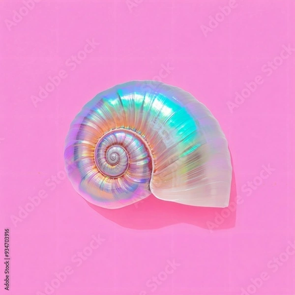 Obraz nautilus shell on pink background