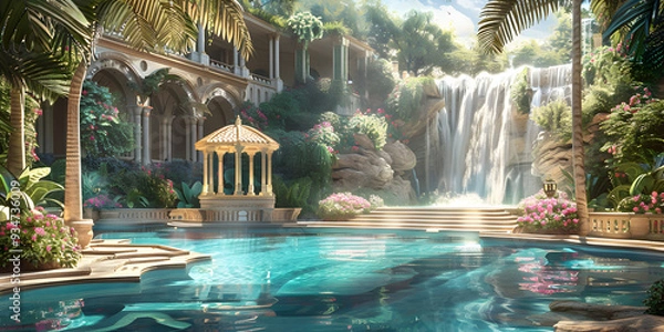 Obraz Create a lush garden or courtyard area