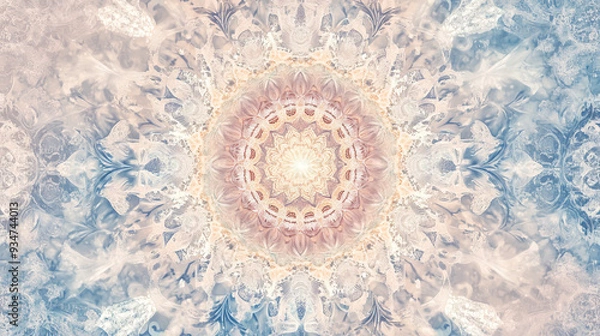 Fototapeta Pastel kaleidoscope with intricate patterns pastel background