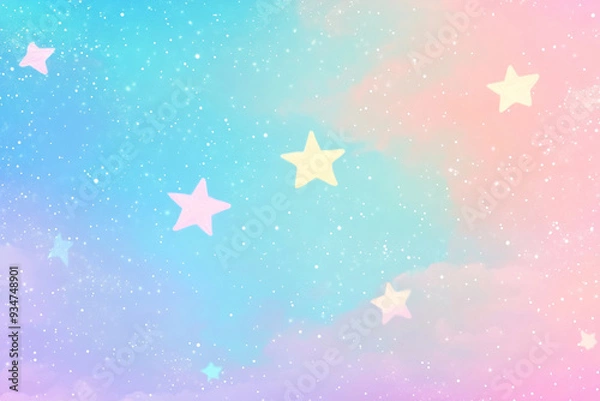 Fototapeta Pastel stars with a gradient sky pastel background