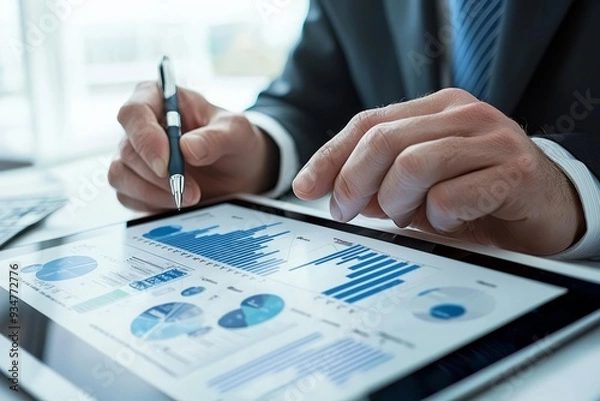 Obraz A salesperson making a compelling pitch using charts and graphs to highlight benefits
