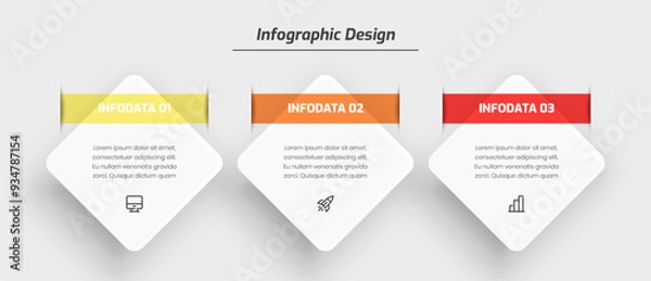 Fototapeta Business Infographic Template with Rhombus Label Icon and 3 Option Can be Used for Presentation