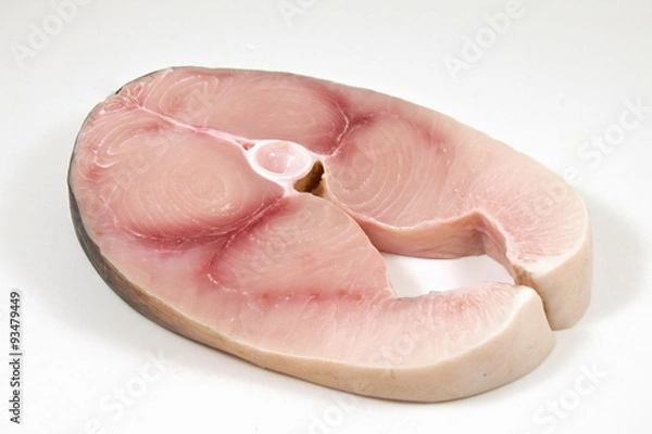 Obraz Fresh Marlin steak, white background.