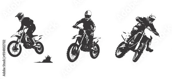 Obraz silhouettes of man riding on motocross vector design
