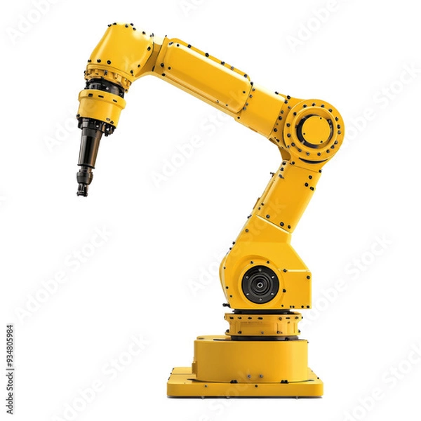 Fototapeta 3D rendering robotic arm isolate on transparency background