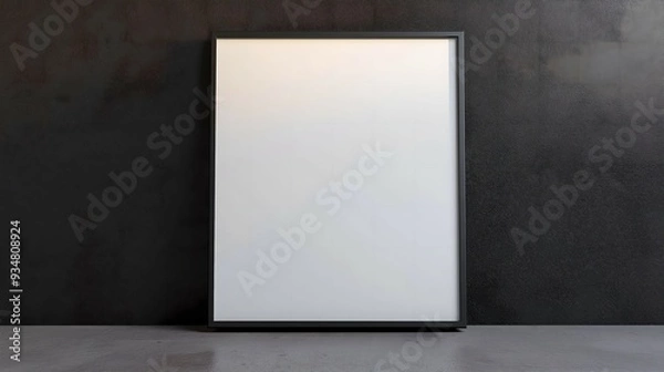 Fototapeta Large Blank Frame Leaning Against Wall with Ample Negative Space, Neutral Background for Poster or Banner Display