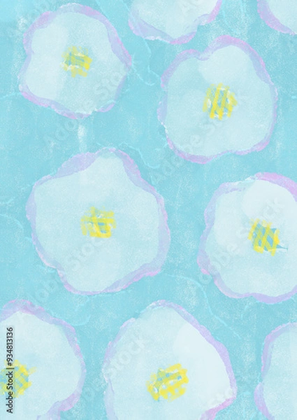 Fototapeta 水彩の淡い花柄2