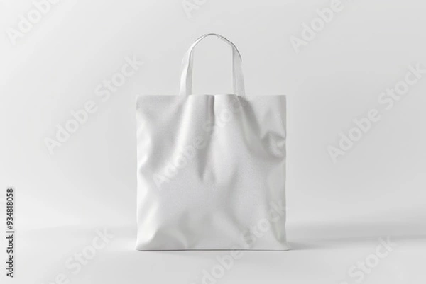 Fototapeta White Tote Bag with Fabric Texture on White Background