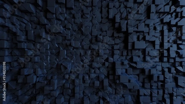 Fototapeta of a dark blue, three-dimensional, abstract pattern