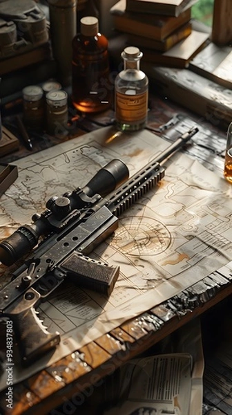 Obraz Sniper Rifle on Map.