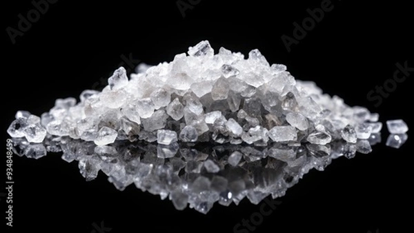 Fototapeta Salt crystals on black background with clipping path included